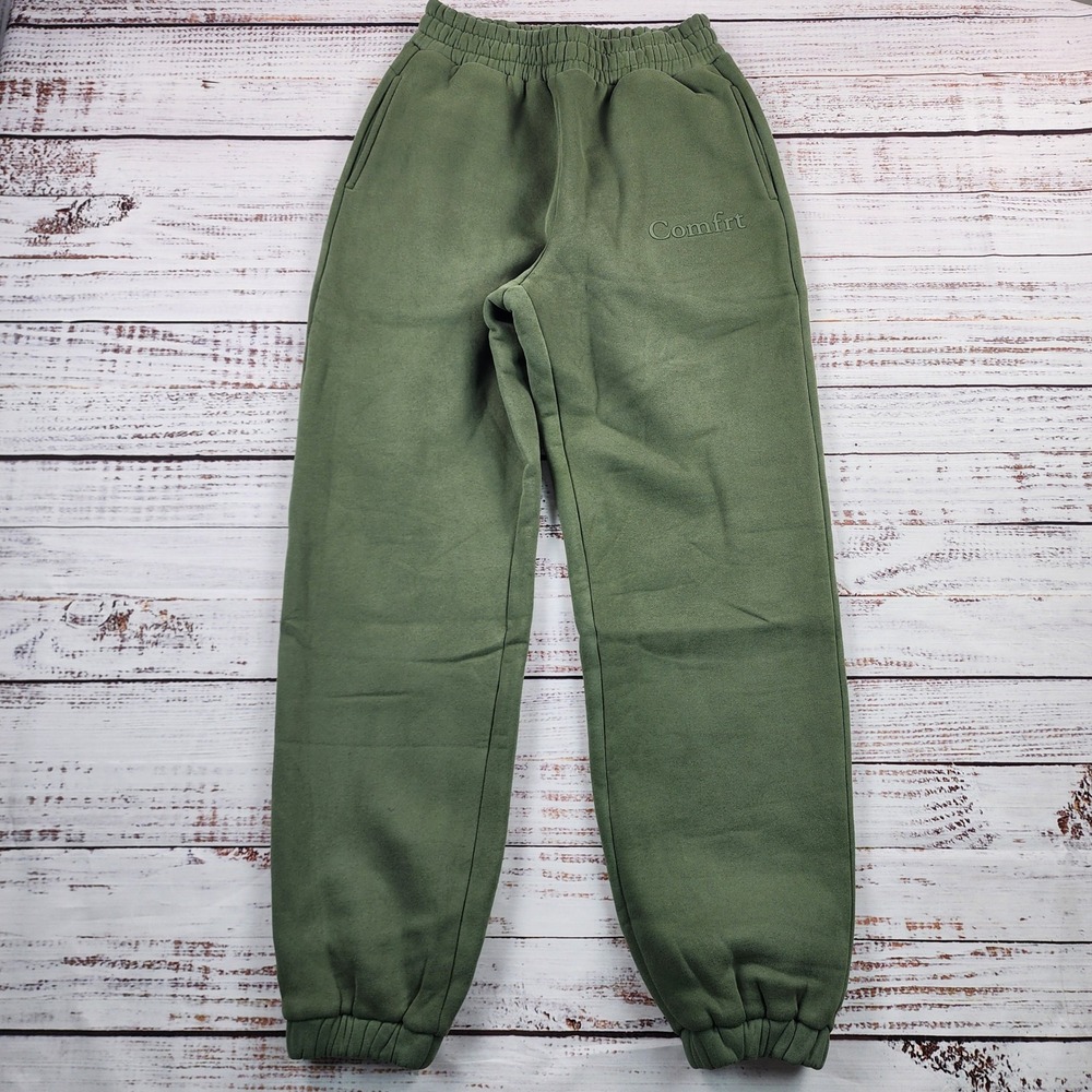 Comfrt Signature Sweatpants Unisex Small Olive Green Fleece Oversized Joggers